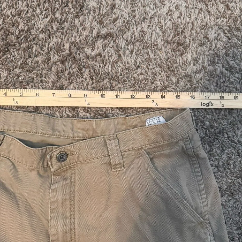 Wrangler Men’s Beige Cargo Pants 34x34 Cotton Twill Flat Front Straight Pockets